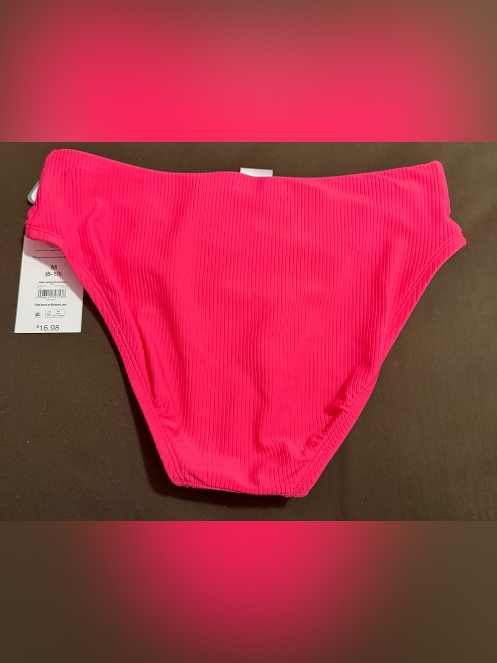 NWT. Time and Tru Pink Ribbed V-Front Bikini Bottom - Picture 2 of 5